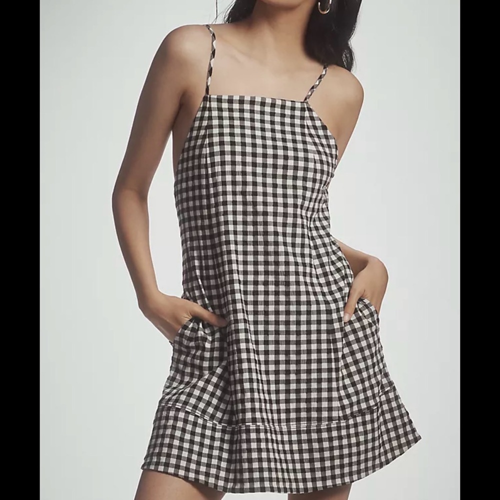 Anthropology Halter Neck Apron Tie Back Mini Dress - XL